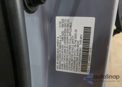 2023 Honda Odyssey Sport-L из США, поврежденный, VIN 5FNRL6H72PB025691